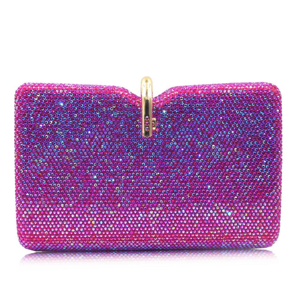 Coffee/Red Crystal Large Evening Clutches Diamond Wedding Purses Rhinestone Party Handbags Silver Bridal Dinner Clutch Bag