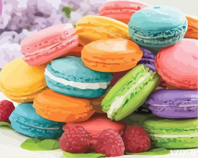 5D Diamond Paintings Macaron Dessert Full Round Diamond Embroidery Landscape Wall Pictures of Rhinestones Home Decor