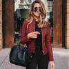 Женская модная повседневная куртка 2023, осенняя тенденция, новое пальто, однотонная пригородная куртка из искусственной кожи на молнии, шикарная и элегантная женская куртка Y2k