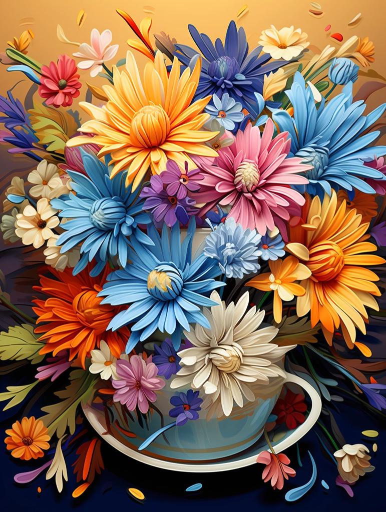 DIY Алмазная вышивка Цветок ромашки Рукоделие Картина Пион Ваза Стразы Картина Пейзаж Мозаика Настенный декор