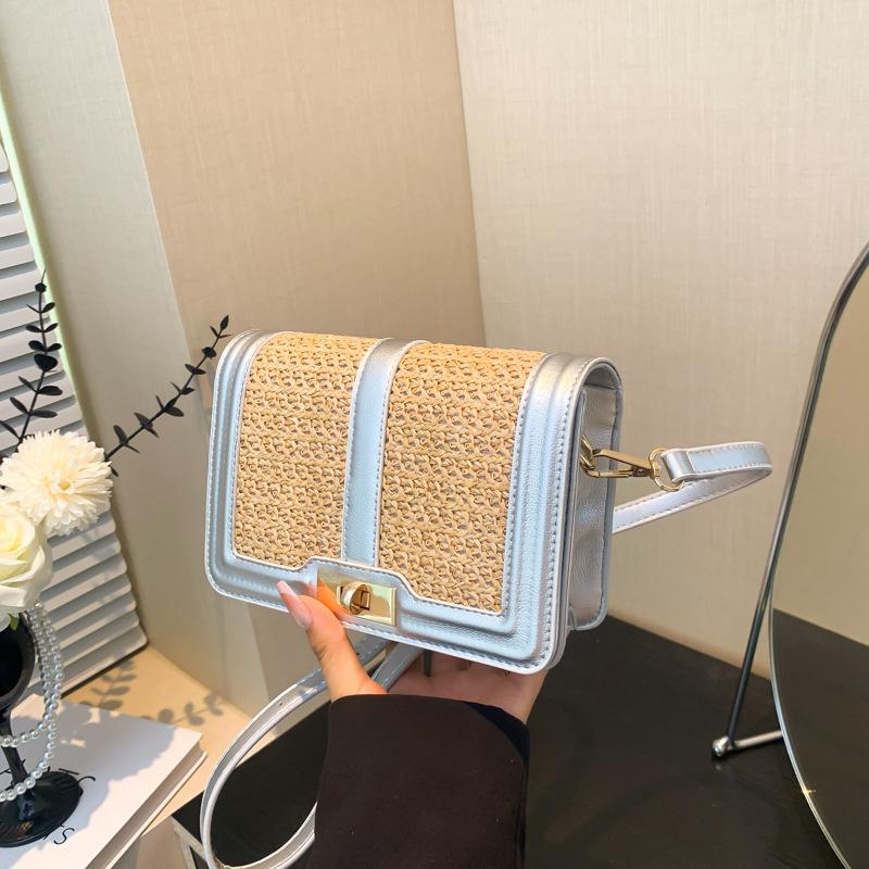 Квадратные летние соломенные плетеные сумки-клатчи для женщин, сумки через плечо, повседневные пляжные сумки-мессенджеры из ротанга для путешествий