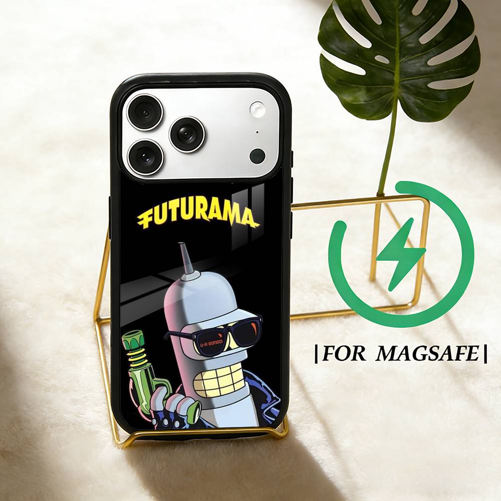Мультяшный F-Футурама обои Чехол для телефона Для iPhone 17 16 15 14 13 12 Pro Max Plus для Magsafe Зеркальный Беспроводной Магнитный Чехол