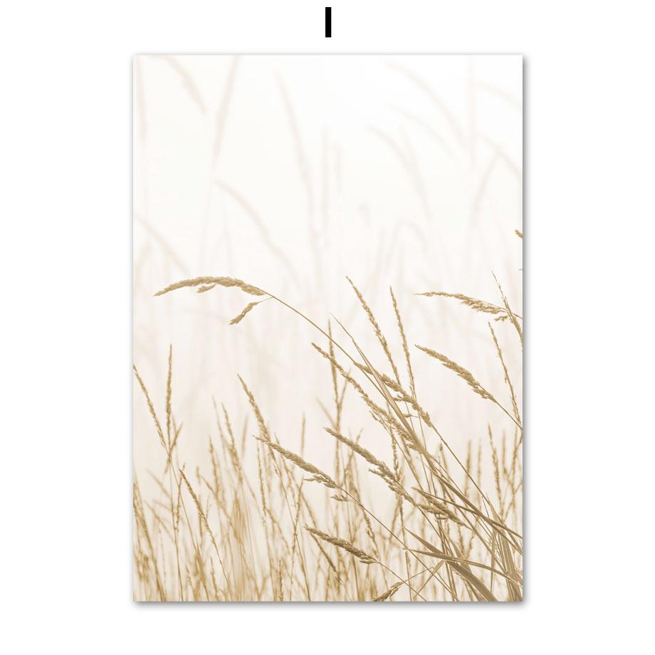 Бежевый Пейзаж Плакат Пляж Пшеница Тростник Трава Цветок Волны Причал Настенная Художественная печать Путешествия Ван Холст Картина Декор в гостиную