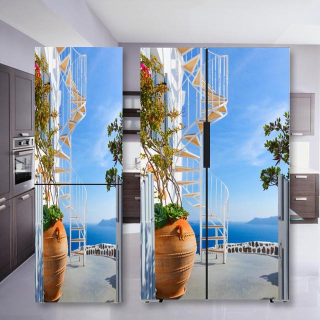 Наклейка на холодильник с кофе, дверная крышка, ПВХ, обои на холодильник, виниловая самоклеящаяся съемная наклейка на стену для замораживания, домашний декор