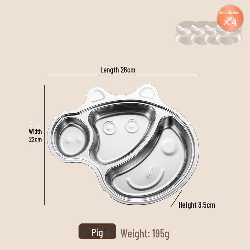 316 Stainless Steel Kids' Divided Dining Tray: Cute Cartoon Tableware for Home & Kindergarten
