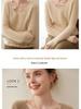 Women's Cashmere V-Neck Sweater - Elegant Rice Stitch Design, New Lazy Style, Simple Knitted Base Layer.