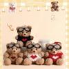 Bell Pilot Bear Keychain Pearl Stuffed Animal Pendant Kawaii Plush Bear Key Ring  Women