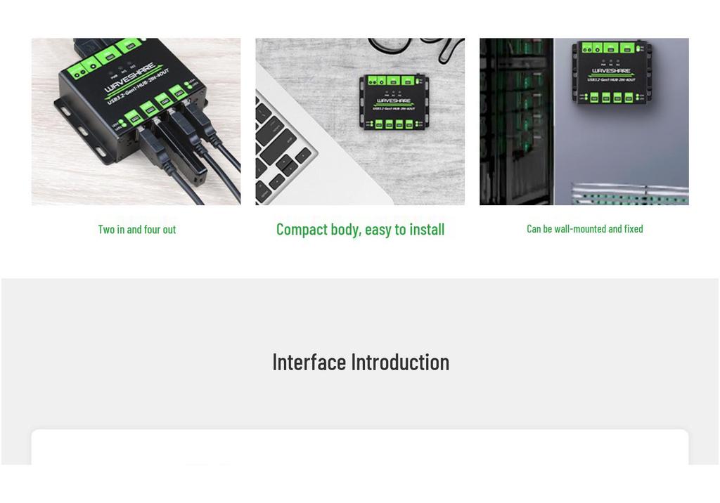 Dual Host Industrial 4-Port USB 3.2 Hub, 2-in-4-out Expansion Module