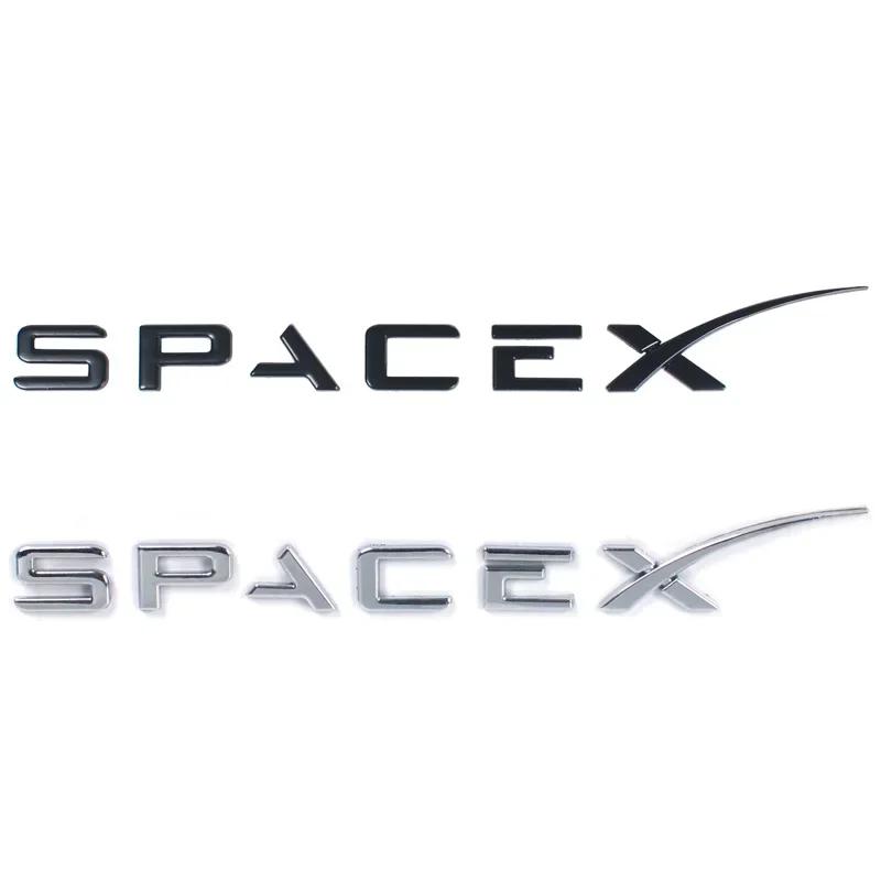 Двухмоторный значок-эмблема в стиле SpaceX для Tesla Model 3 Y S X, 3D Металлический сплав цинка CNSJW6, Наклейка на задний багажник, Аксессуар для экстерьера автомобиля R4W