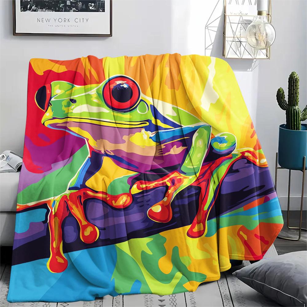 Tree Frog Print Flannel Blanket, High quality Comfortable for All Seasons, Home Decor, Warmth and Comfort, Perfect for Christmas Gifts