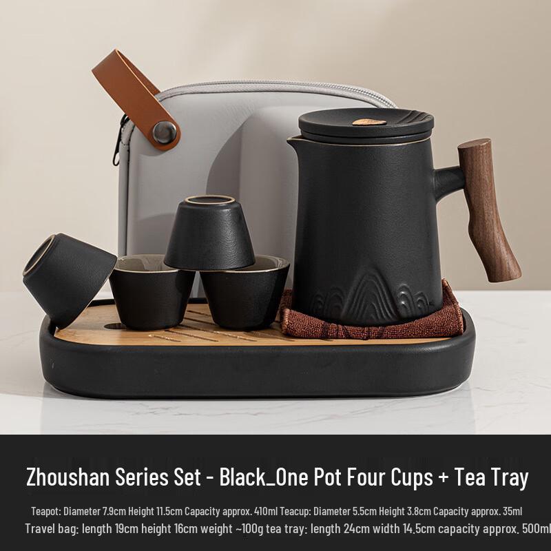 High-End Portable Ceramic Travel Tea Set with Tea Caddy