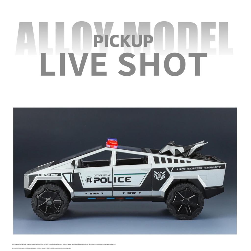 1/24 Полицейский Cybertruck Tesla Внедорожник Сплав Металл Литая Модель Автомобиля Коллекции для улицы Классическая Модная Игрушка Украшения Валюнтин Дети