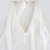Kaslead New Women Clothes Western Style Fashion Simple and Versatile White Backless Hanging Neck Top