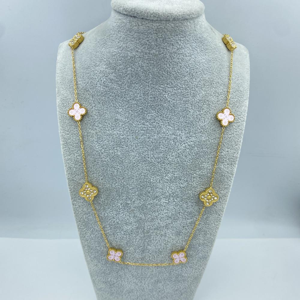 13 мм Титановая сталь 60+5 см 10 цветов Двусторонняя Счастливый Четырехлистный клевер Женское ожерелье