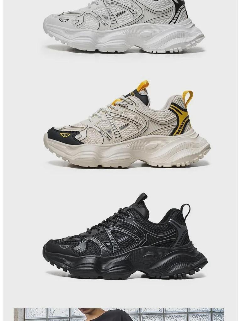 Мужские осенние дышащие повседневные кроссовки 2024 года — легкие, нескользящие, модные туфли на толстой подошве