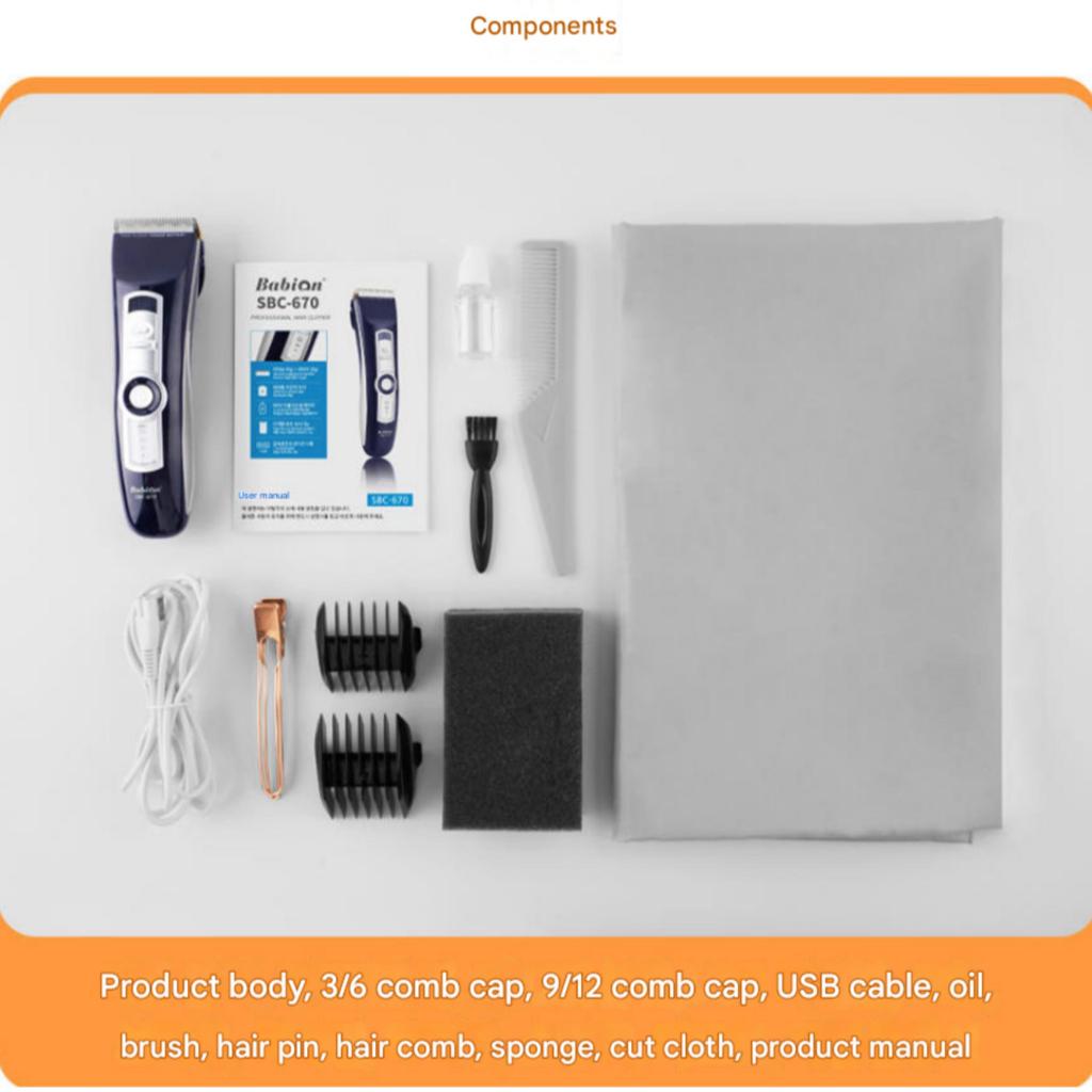 Korean Premium Hair Clipper Babion Neo Lithium Professional Hair Clipper Set