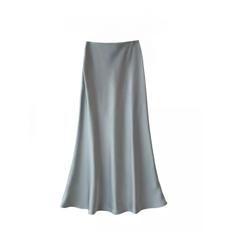 Bust Skirt Spring New High Waist Thin Silky Long A-shaped Hip Skirt Fishtail Skirt