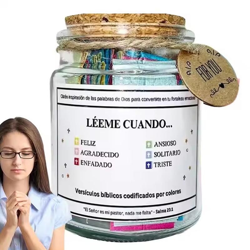 Банка со стихами из Библии Молитва из Священного Писания на испанском языке Надежда Украшение банки со стихами из Библии Позитивное мышление Эмоциональная поддержка Молитва из Священного Писания