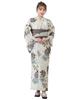 SOUBIEN Floro Yukata Set One Size Fits Walnut with Sky and Gray Pattern Women's 3-Piece (Yukata, Half-Width Obi, Geta) All, (ykt10246-obh10005)