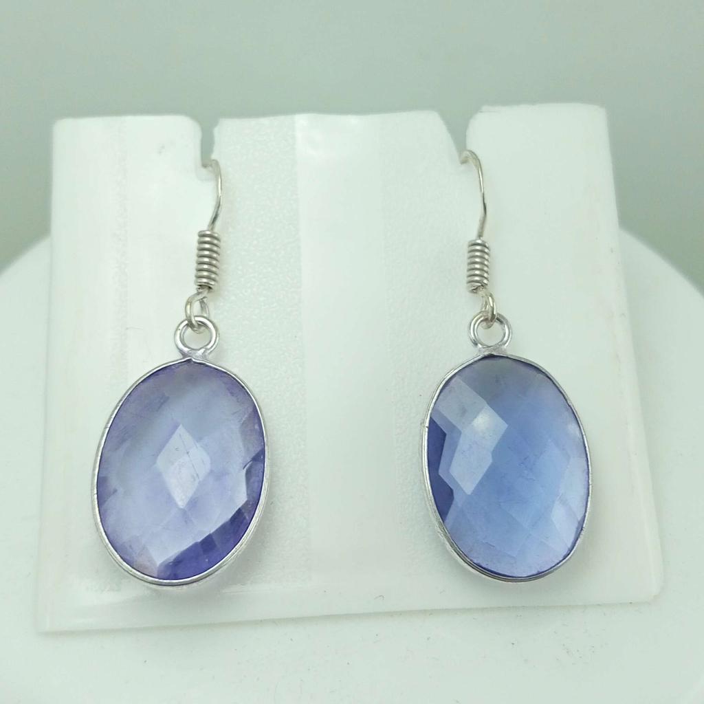 Голубой топаз драгоценный камень 925 пробы посеребренный крючок женские серьги ювелирные изделия WHE-E37