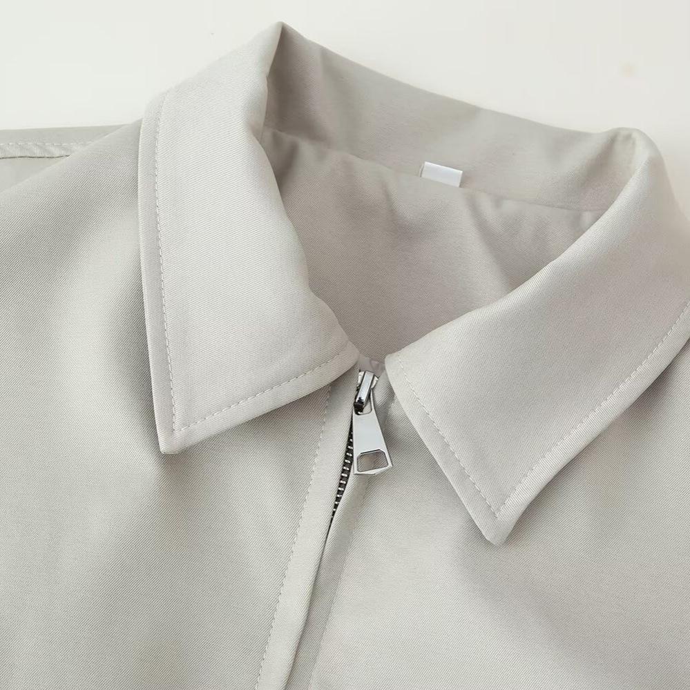2026 spring new European and American cross-border women's clothing lapel short zipper long-sleeved jacket w017 D042