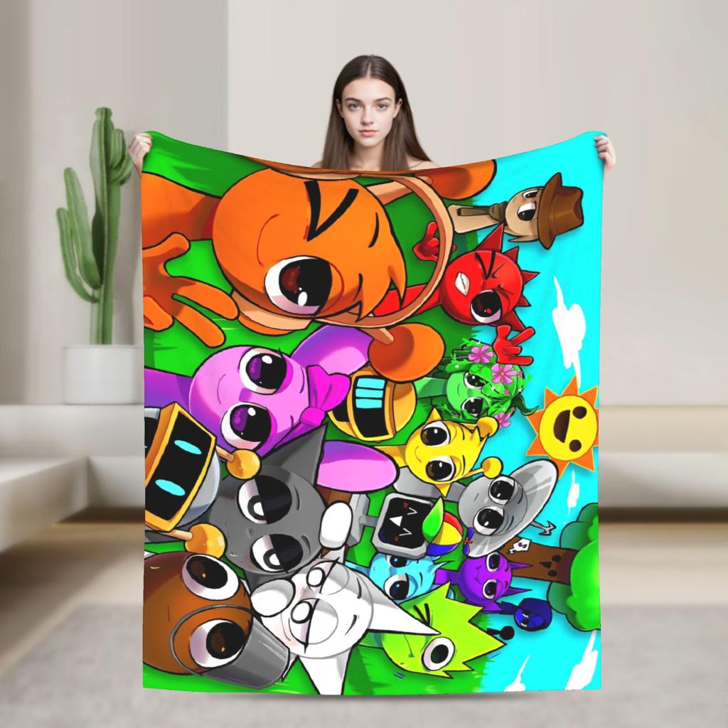 Sprunkis Plush Blanket Cartoon Game Awesome Throw Blankets for Sofa Bedding Lounge 150*125cm Plush Thin Quilt