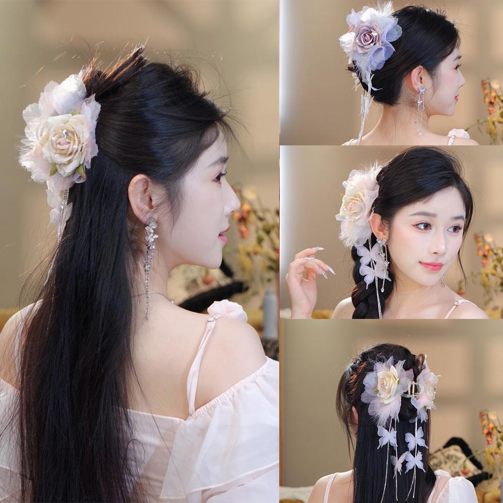 Супер фея Цветы Волосы Коготки Атмосфера Заколки Ретро Элегантные Шпильки Женщины