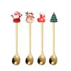 4PCS Christmas Coffee Spoons Christmas Stainless Steel Small Spoon Teaspoons Dessert Spoon New Year Christmas Ornament Tableware