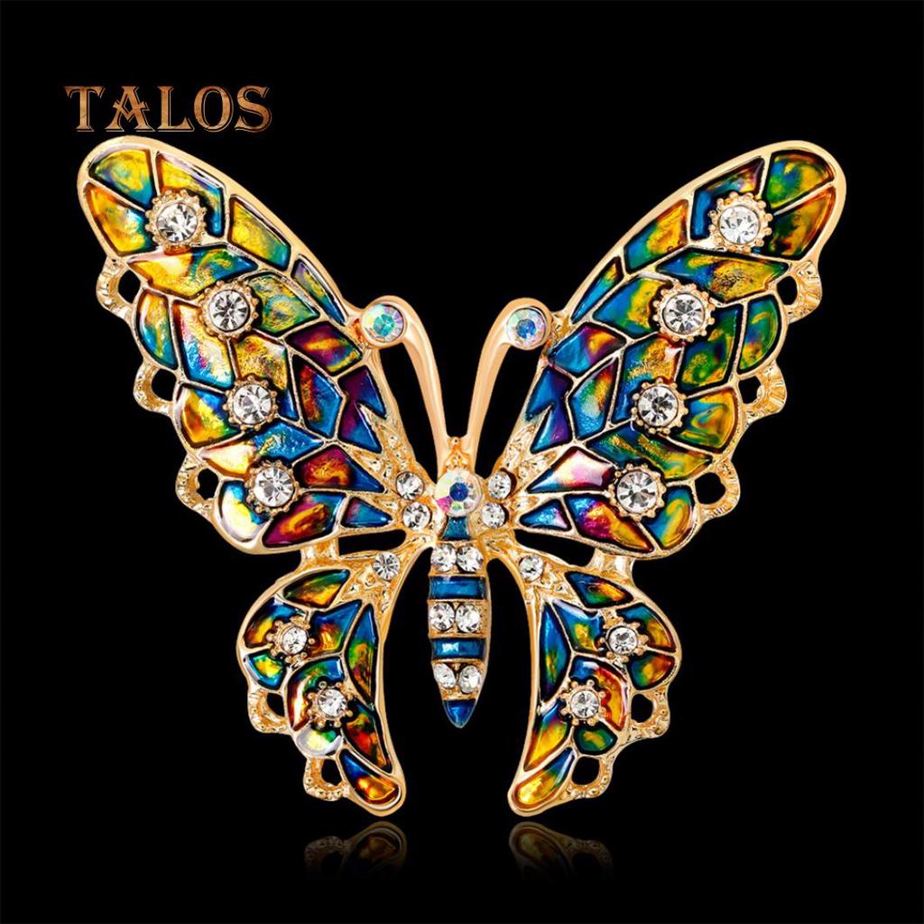 Бабочка Кристалл Камень Красочная Металлическая Нагрудная Брошь Булавка Модные Ювелирные Изделия Женский Подарок