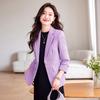 Женский маленький фиолетовый шерстяной пиджак - Коллекция высокого класса весна/осень 2024