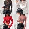 Spring and Summer Elegant Fashion Ladies Lace Wooden Ear Edge Slim and Thin Long-sleeved Tops Versatile Closet Essential Fashion Items Shirt
