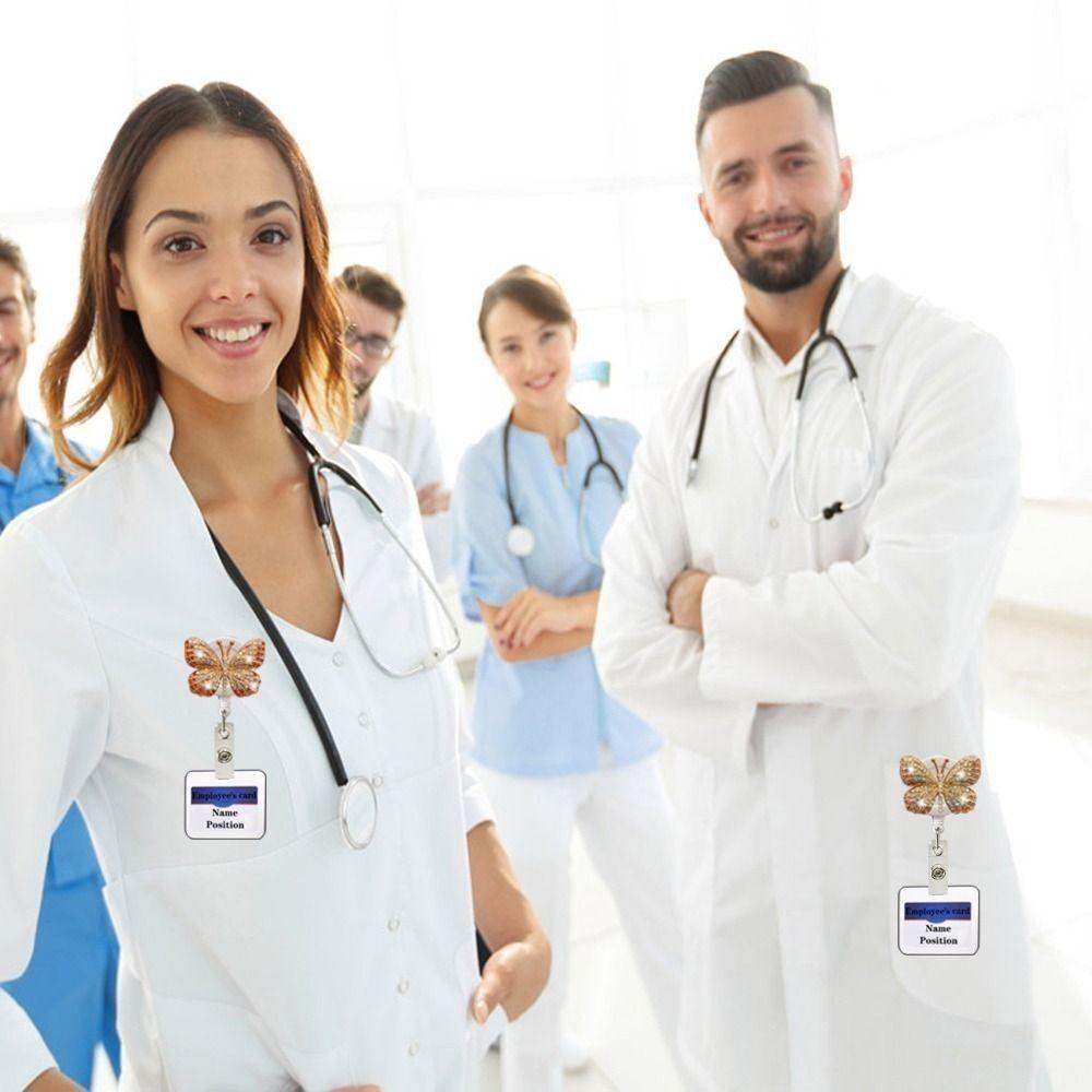 Rotate Badge Reel Clip Rhinestone Name Card Parts New ID Badge Holder