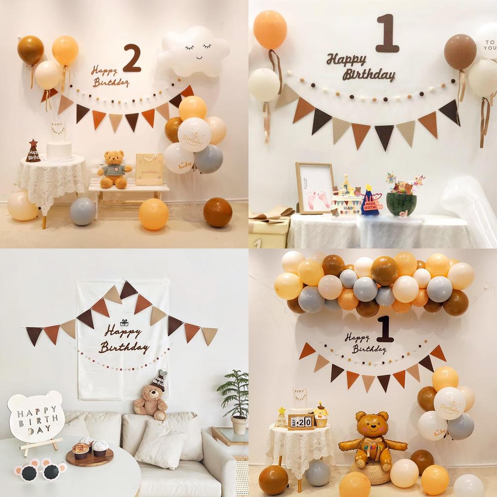 Украшение на день рождения Doyime, фетровая ткань, набор из 3 предметов, буква на день рождения, фетровый треугольный флаг, фетровый шар, пуховый шар, гирлянда, настенный флаг, наклейка на стену