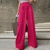Spring Women Wide Leg Pants Elastic High Waist Long Trousers