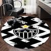 1PC round rug Black And White Stripes With Shield Printed Round Area Rug ,Rug For Home Office, Round Chair Rug,Carpet Fan gifts Christmas gift