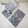 Shower Mat 3Pcs/Set Non-slip Toilet Carpet Quick Dry Polyester Marble Lid Cover Bathroom Rug for Home