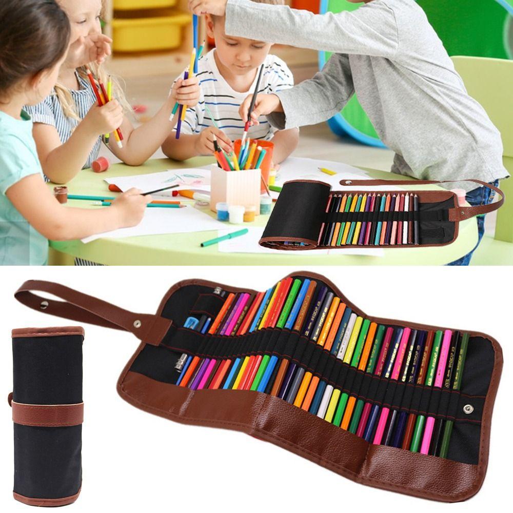 School Office Supplies 20 Hole Roll Up Pouch Pen Bag Pen Case Pen Curtain Stationery Organizer