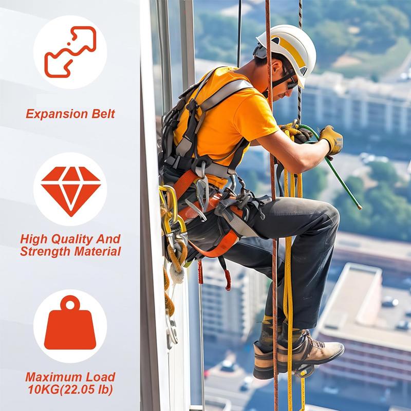 Страховочный эластичный шнур-темляк для инструмента с карабином, альпинизм, работа, защита от падения, страховочная веревка, высотные работы, альпинистские аксессуары