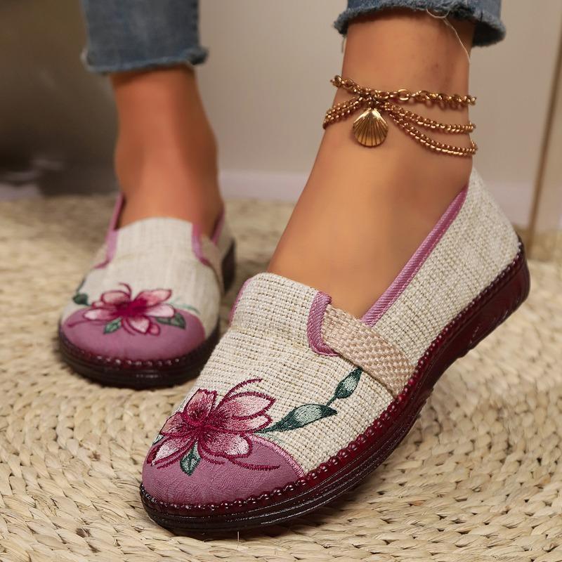 Мода 2024 Новое поступление Круглый носок Удобная повседневная женская обувь Горячая продажа Летние элегантные дышащие сетчатые вышитые балетки