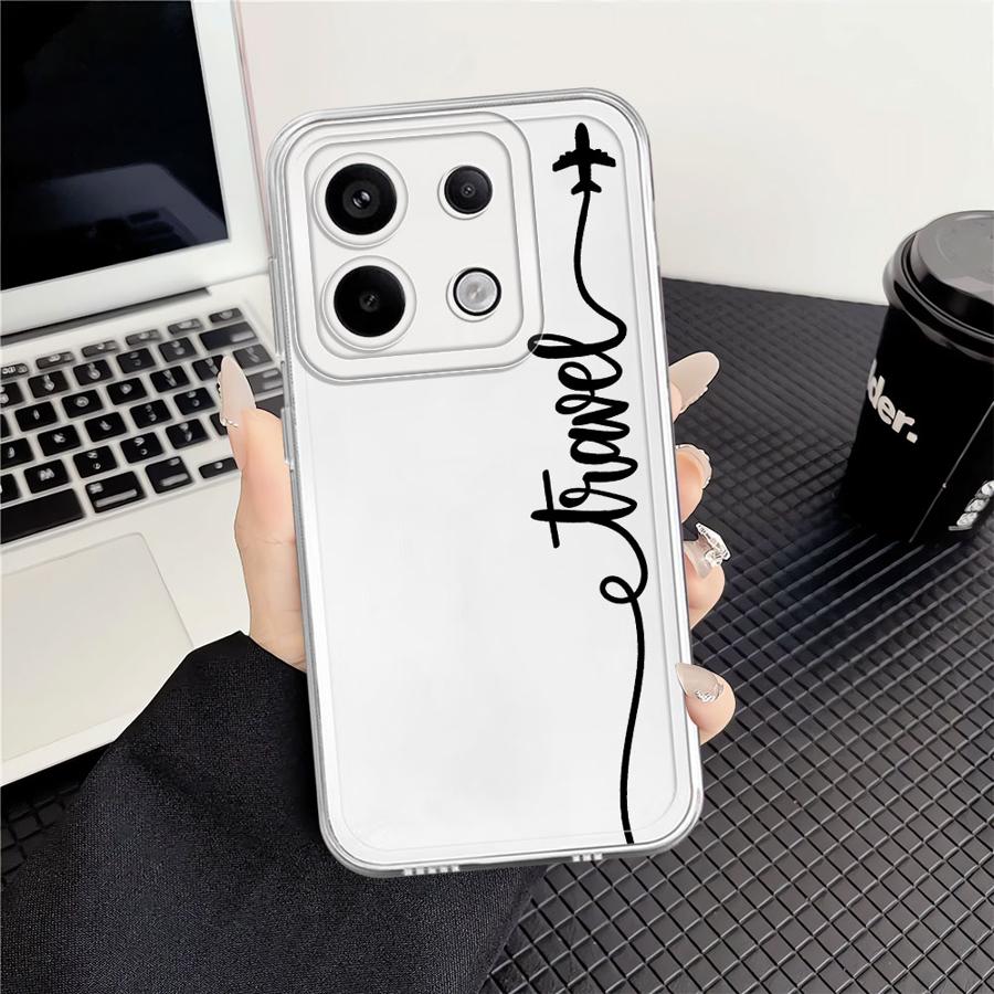 Чехол для Xiaomi Redmi Note 14 Pro Plus Note 13 11 9 10 A4 12 14C 13C 10S 11S 12S Мягкая крышка для телефона Линии самолета С сердцем