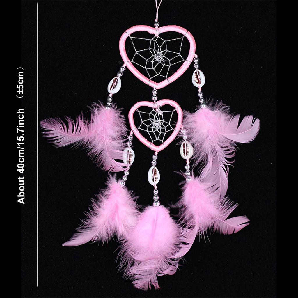 Pink Feather Dreamcatcher Love Wall Hanging Room Decor Handmade Aesthetic Retro Dream Catcher Wind Chime Ornament