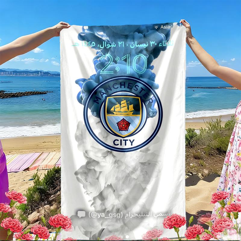 Manchester City FC Print Beach Towel, Versatile Lightweight Absorbent Beach Towel for Pool Surf Yoga Bathroom, Perfect Birthday Holiday Gift