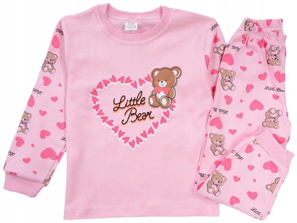 PAJAMA SET cotton LONG SLEEVE pink TEDDY BEAR 4 years J201N
