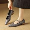 Fashion New Spring/autumn Genuine Leather Women Shoes Square Toe Shoes for Women Fashion Serpentine Mary Jane Shoes Low Heel Women Pumps