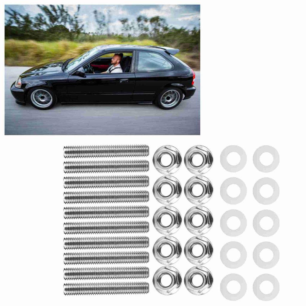 Stainless Steel Header Black Exhaust Manifold Head Stud Bolt Kit Bolts for Honda Acura