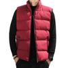 Men Waistcoat Stand Collar Sleeveless Slim Fit Vest Coat with Pockets Solid Color Zipper Closure Windproof Quilted Waistcoat