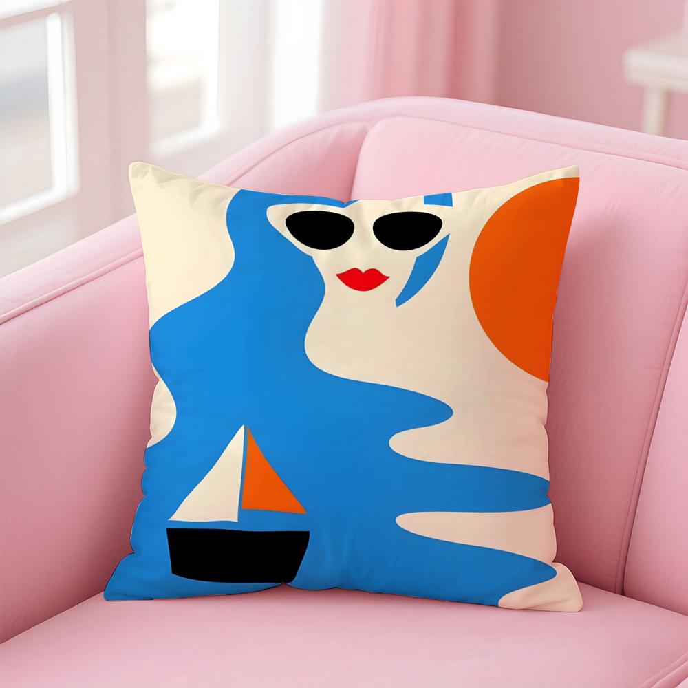 AAbstract FFFigure Cushion Cover Linen Pillowcase Cover Soft Decor for Sofa Home Room