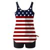 Yousheng 2 шт./комплект женский танкини комплект американский День независимости принт жилет однотонные шорты для плавания комплект купальники