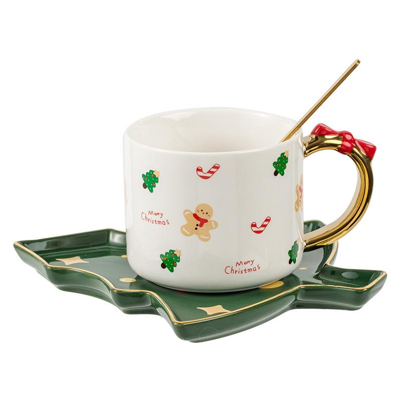 High-looking Christmas Gifts Ceramic Exquisite Coffee Cup with Spoon Girl Creative Cartoon Ins Cute