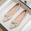 Women's Flat Shoes Beige Pointed Toe with Bow Office Ladies Footwear 2025 New Offers Walking Y2k Fashion Designer Luxury Trends
